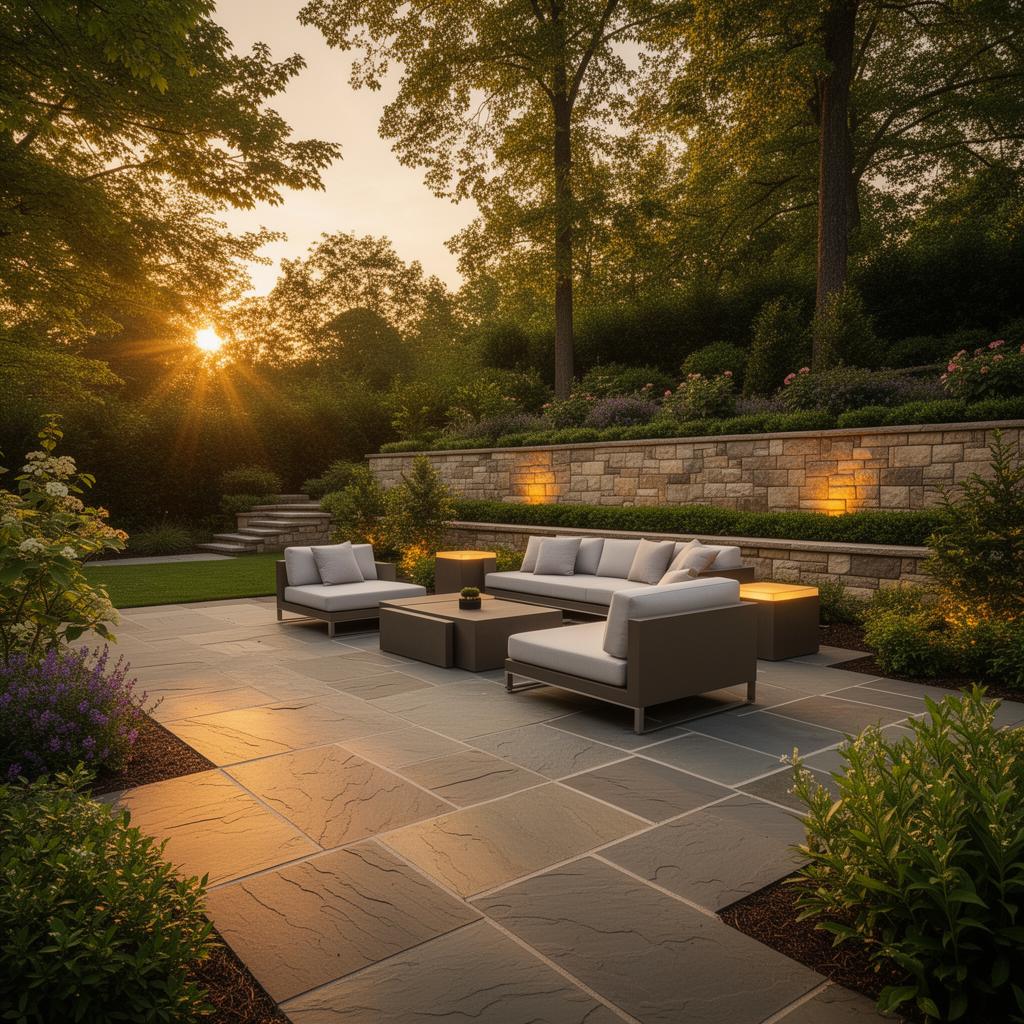 Custom bluestone patio crafted by Sergio Stoneworks